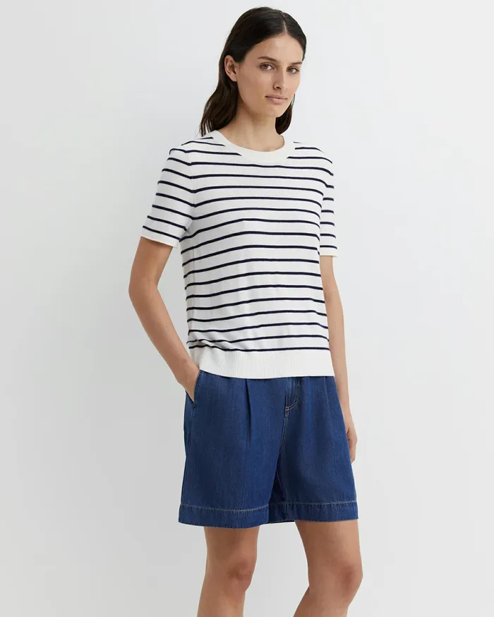 Sportscraft Laurina Knit Tee Ivorynavy Women Tops and Tees