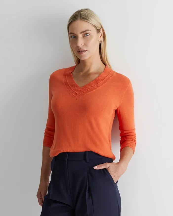 Sportscraft Laurina Vneck Sweater Apricot Women Knits and Cardigans