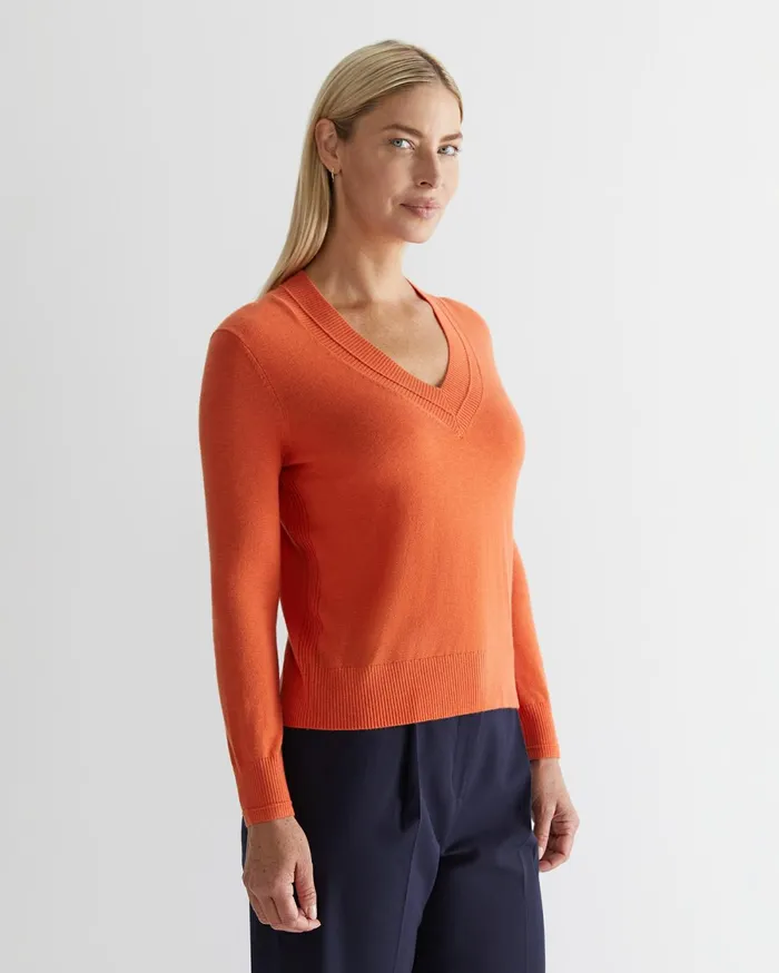 Sportscraft Laurina Vneck Sweater Apricot Women Knits and Cardigans