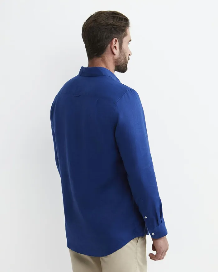 Sportscraft Long Sleeve Linen Shirt Lapis Men Shirts
