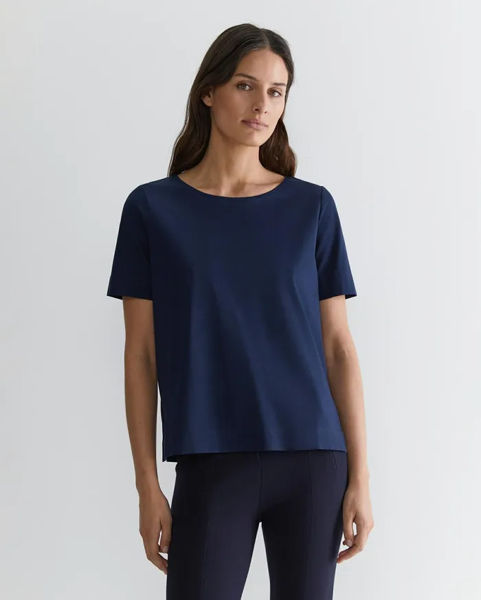 Sportscraft Mercerised Cotton Tee Navy Women Tops and Tees