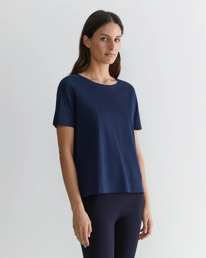 Sportscraft Mercerised Cotton Tee Navy Women Tops and Tees