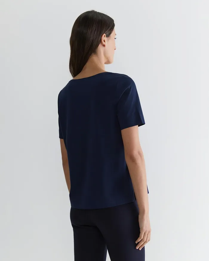 Sportscraft Mercerised Cotton Tee Navy Women Tops and Tees