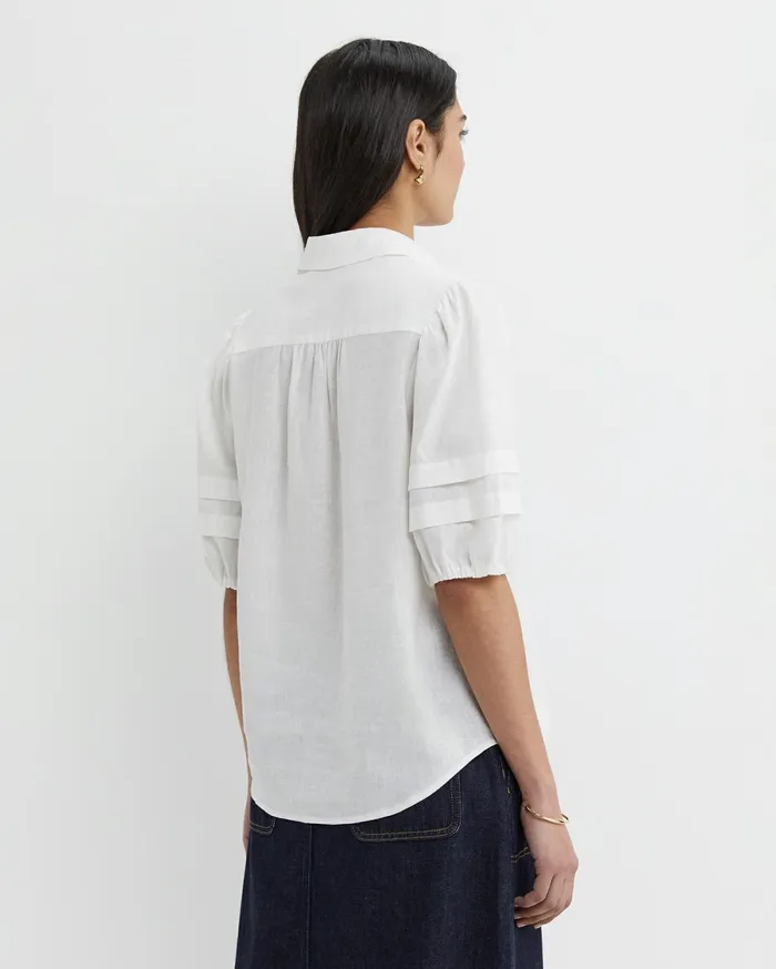 Sportscraft Mia Lantern Sleeve Blouse White Women Shirts