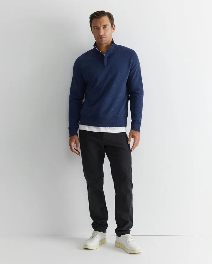Sportscraft Mont Quarter Zip Navy Melange Men Knitwear