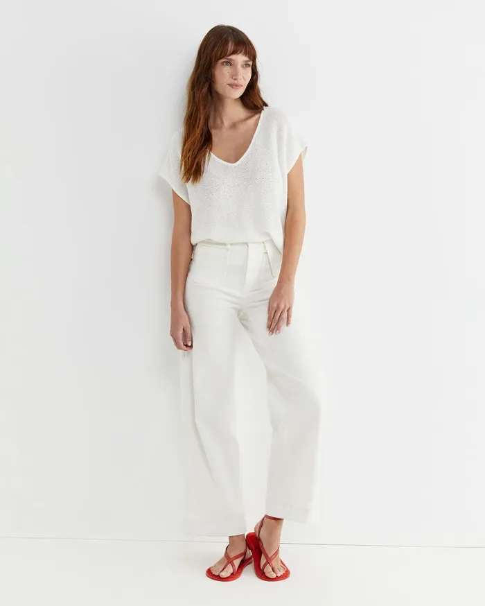 Sportscraft Nili Wide Leg Jean Ivory Women Pants