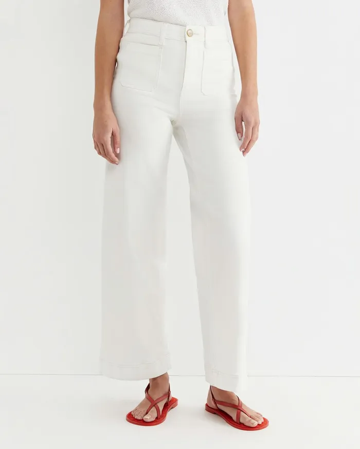 Sportscraft Nili Wide Leg Jean Ivory Women Pants