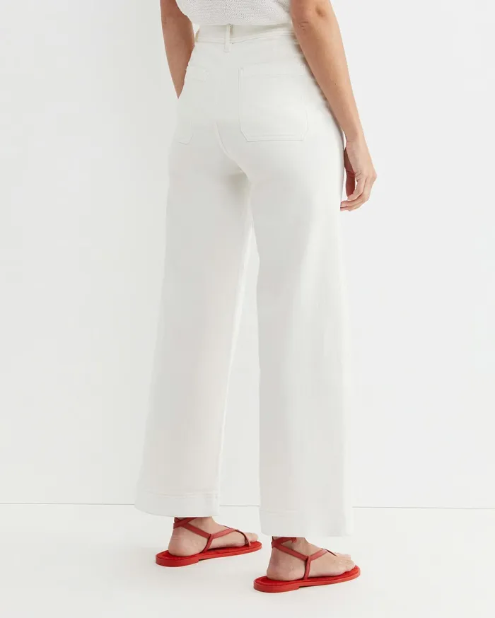 Sportscraft Nili Wide Leg Jean Ivory Women Pants