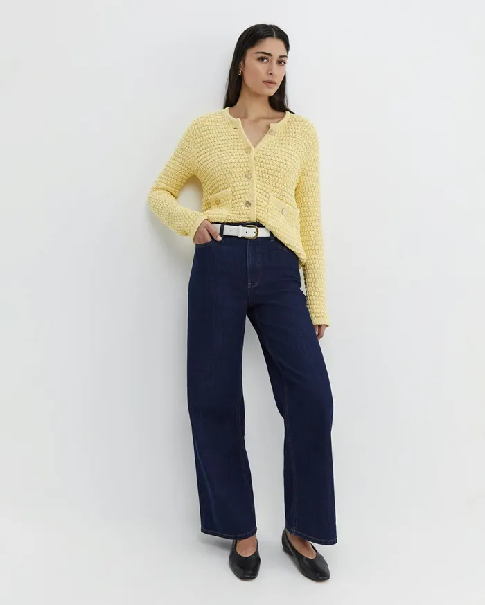 Sportscraft Olivia Tape Yarn Cardigan Yellow Women Knits and Cardigans