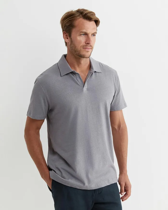 Sportscraft Osborne Linen Blend Polo Grey Men TShirts and Polos