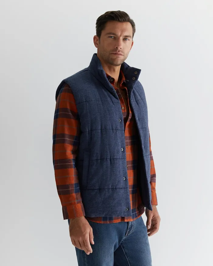 Sportscraft Owen Quilted Vest Navy Men Jackets and Blazers