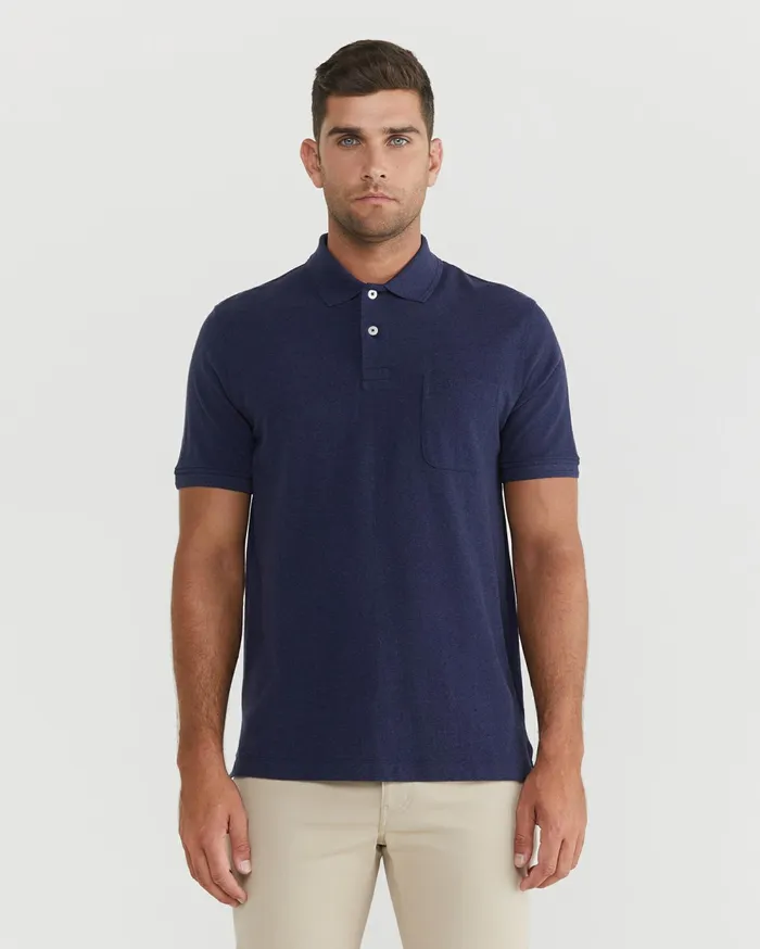 Sportscraft Pique Polo Melange Ink Melange Men TShirts and Polos