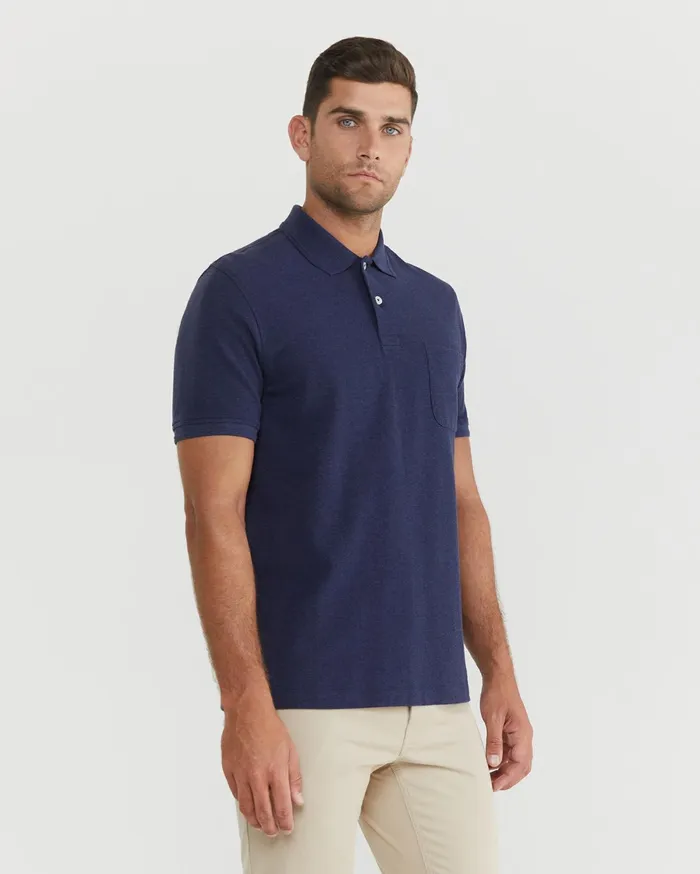 Sportscraft Pique Polo Melange Ink Melange Men TShirts and Polos