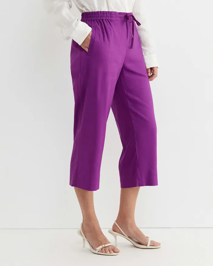 Sportscraft Rosa Crop Linen Pant Hydrangea Women Pants