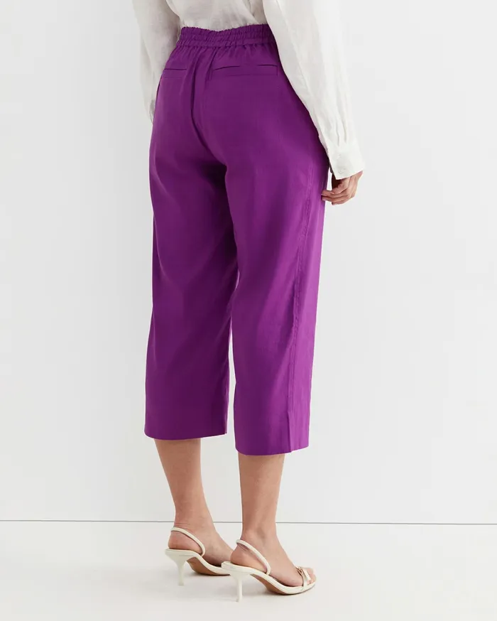 Sportscraft Rosa Crop Linen Pant Hydrangea Women Pants