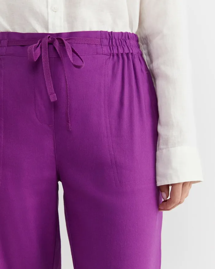 Sportscraft Rosa Crop Linen Pant Hydrangea Women Pants