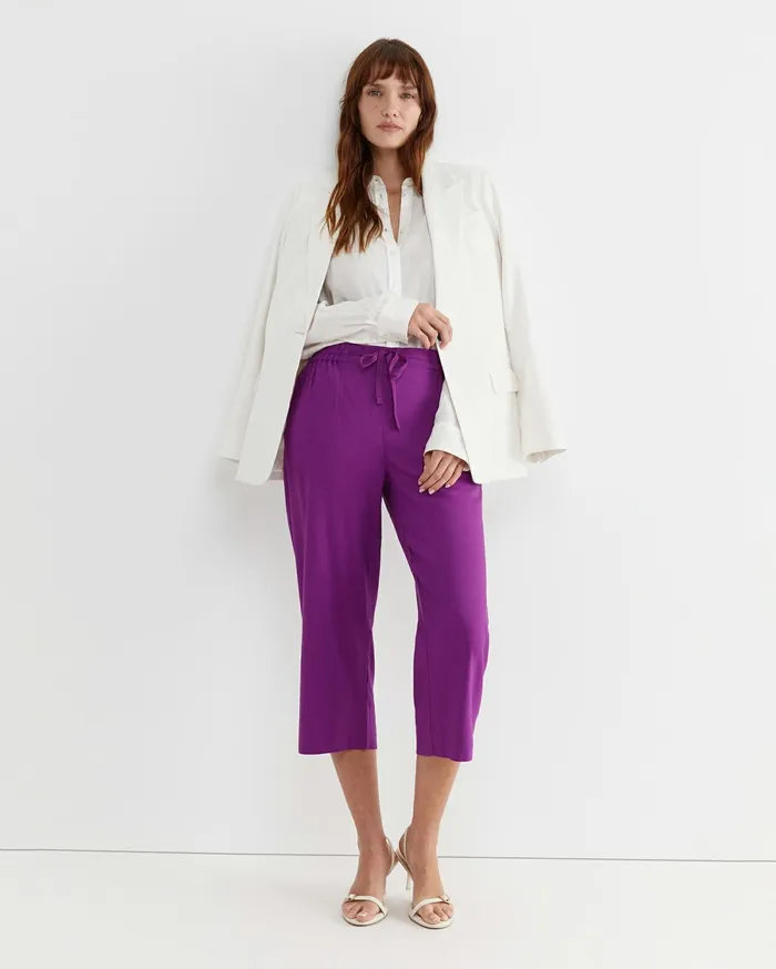Sportscraft Rosa Crop Linen Pant Hydrangea Women Pants