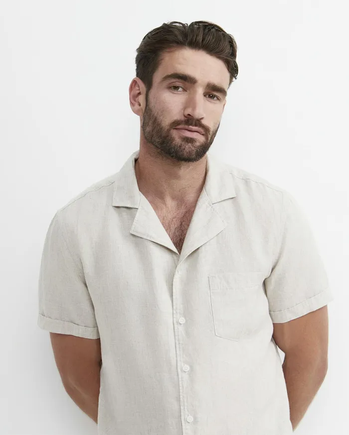 Sportscraft Short Sleeve Stanton Linen Shirt Natural Men Shirts