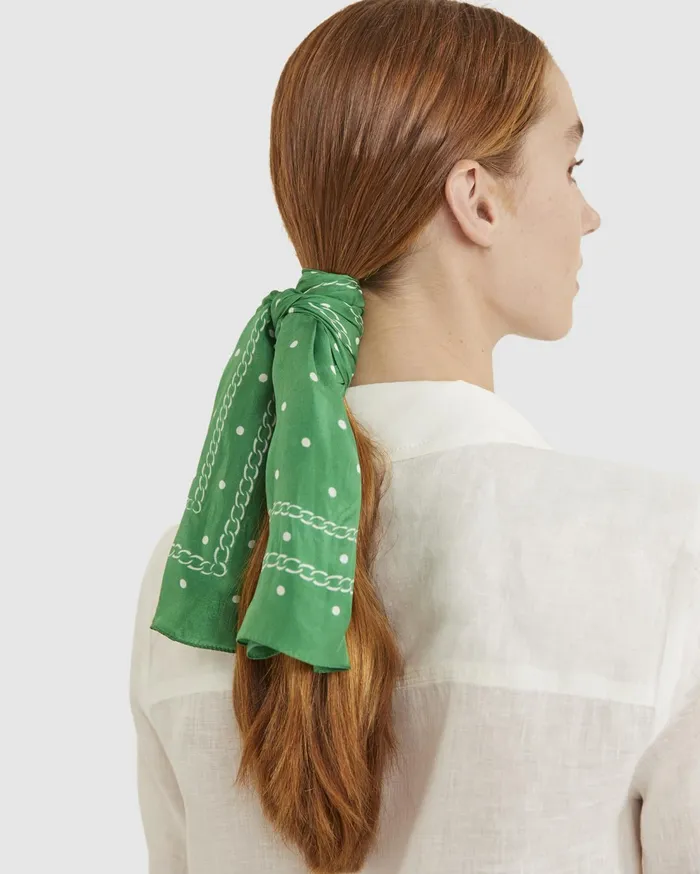 Sportscraft Spot Silk Scarf Green Women Scarves