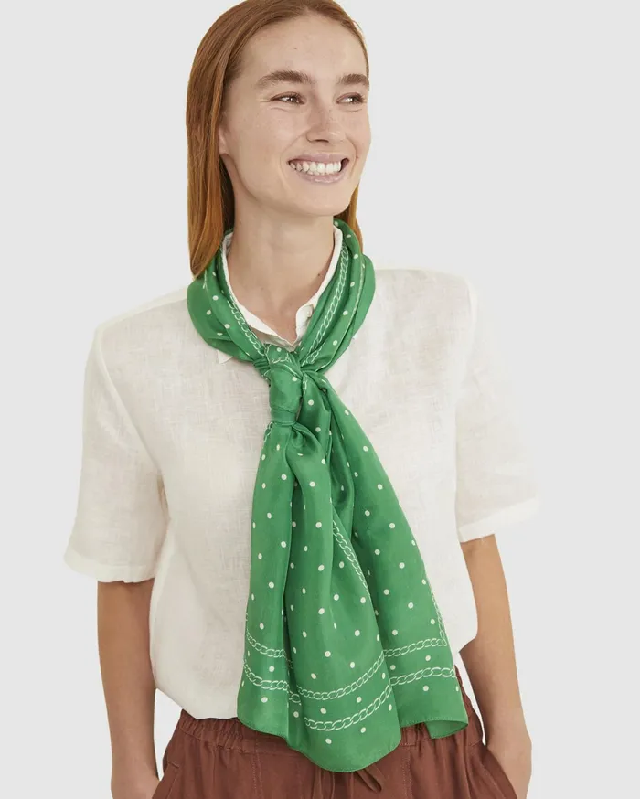 Sportscraft Spot Silk Scarf Green Women Scarves