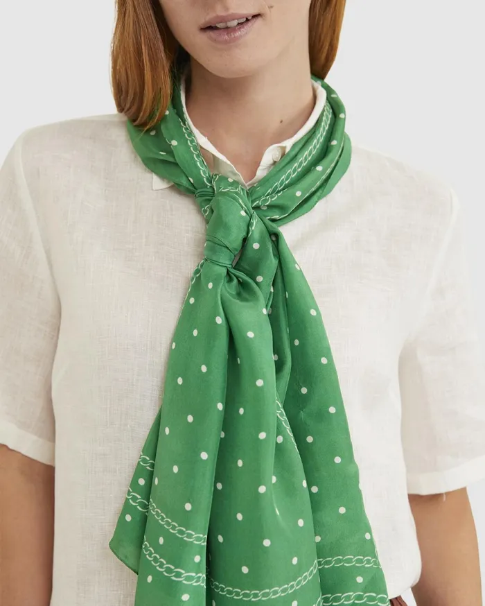 Sportscraft Spot Silk Scarf Green Women Scarves