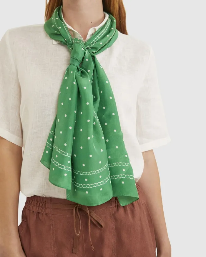 Sportscraft Spot Silk Scarf Green Women Scarves
