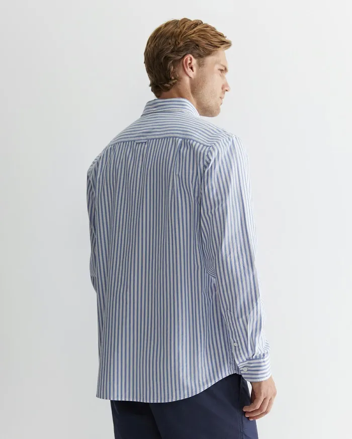 Sportscraft Stripe Oxford Shirt Dutch Blue Men Shirts