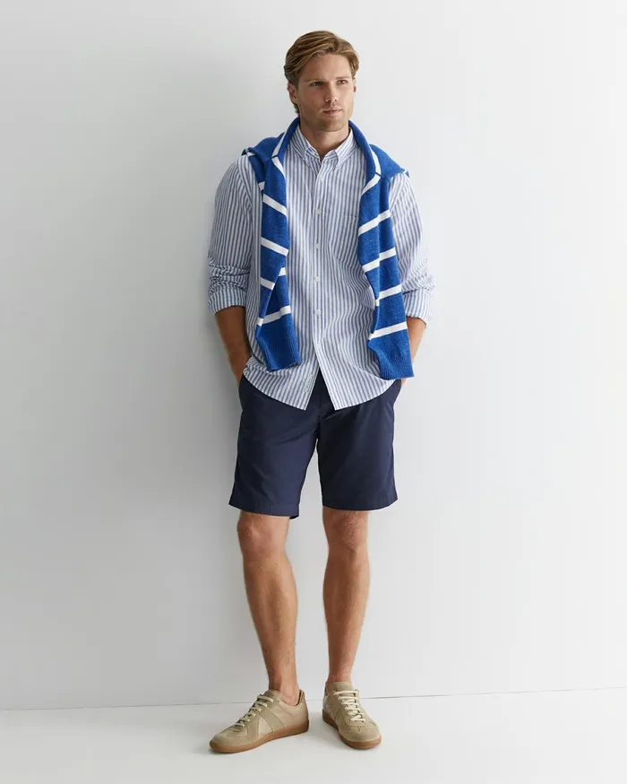 Sportscraft Stripe Oxford Shirt Dutch Blue Men Shirts