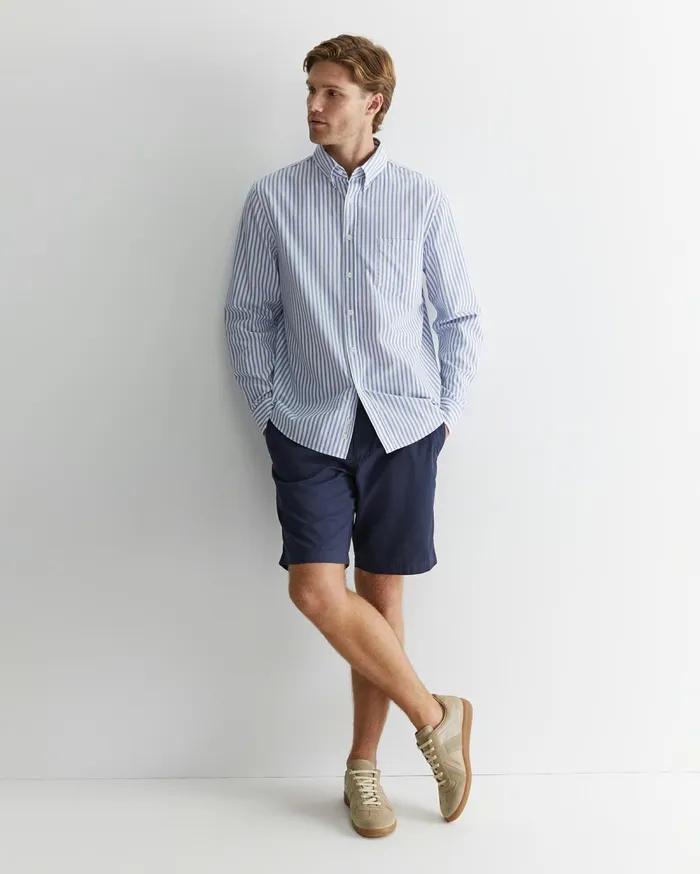 Sportscraft Stripe Oxford Shirt Dutch Blue Men Shirts