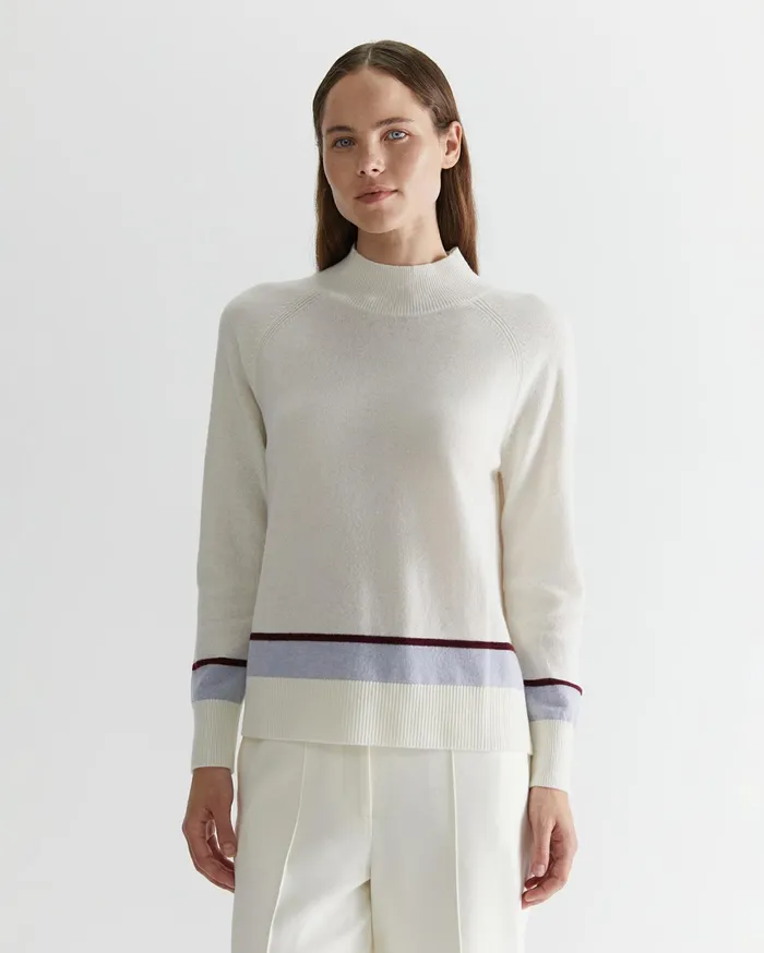 Sportscraft Sunshine Colour Block Wool Sweater Winter White Women Knits and Cardigans