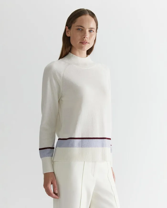 Sportscraft Sunshine Colour Block Wool Sweater Winter White Women Knits and Cardigans