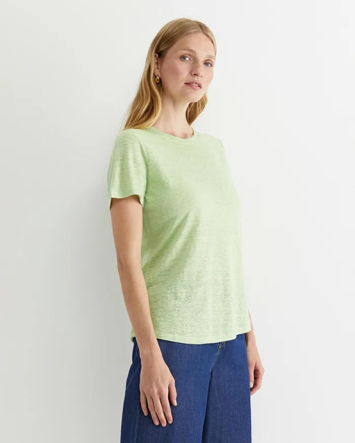 Sportscraft Tonia Crew Neck Linen Tee Pear Women Tops and Tees