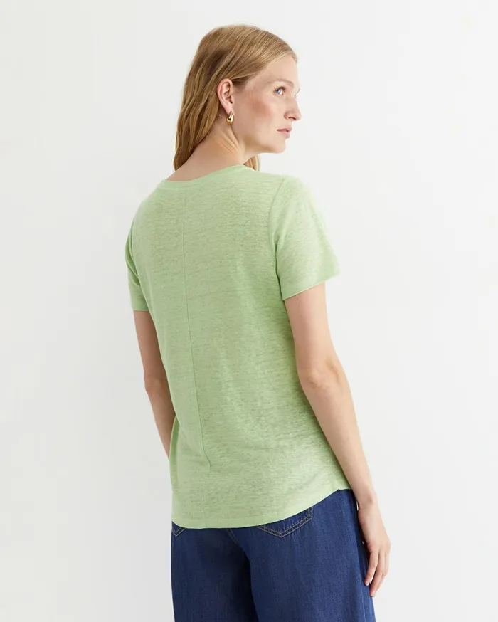 Sportscraft Tonia Crew Neck Linen Tee Pear Women Tops and Tees