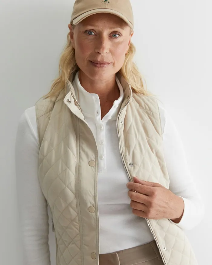 Sportscraft Vera Quilted Vest Stone Women Knits and Cardigans