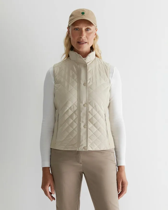 Sportscraft Vera Quilted Vest Stone Women Knits and Cardigans