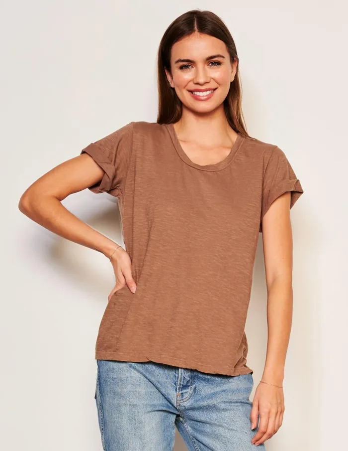 Sundry Clothing Tees Women Women039s Rolled Sleeve Tee In Taupe Taupe