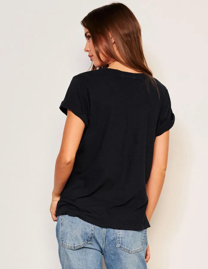 Sundry Clothing Tees Women Women039s Stay Warm Rolled Sleeve Tee In Deep Navy Deep Navy
