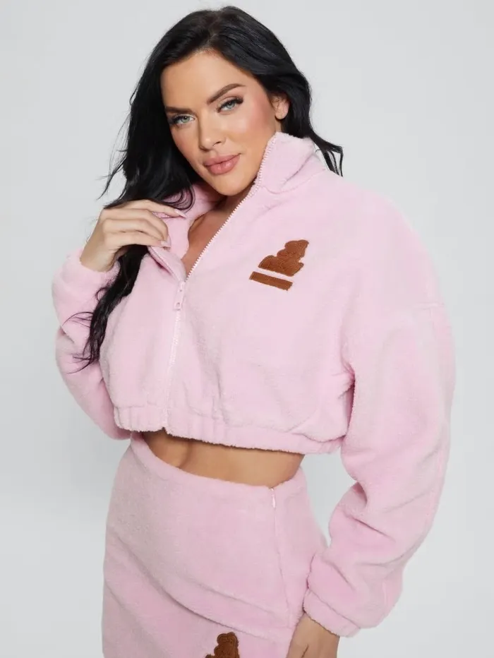 Sweaters and Knits Bunny Patch Sherpa Fleece Zip Jacket Spring Flower Pink 8211 GUESS Women Sweaters and Knits Bunny Patch Sherpa Fleece Zip Jacket Spring Flower Pink 8211 GUESS Women