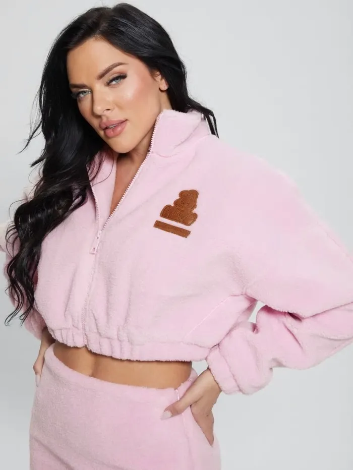 Sweaters and Knits Bunny Patch Sherpa Fleece Zip Jacket Spring Flower Pink 8211 GUESS Women Sweaters and Knits Bunny Patch Sherpa Fleece Zip Jacket Spring Flower Pink 8211 GUESS Women
