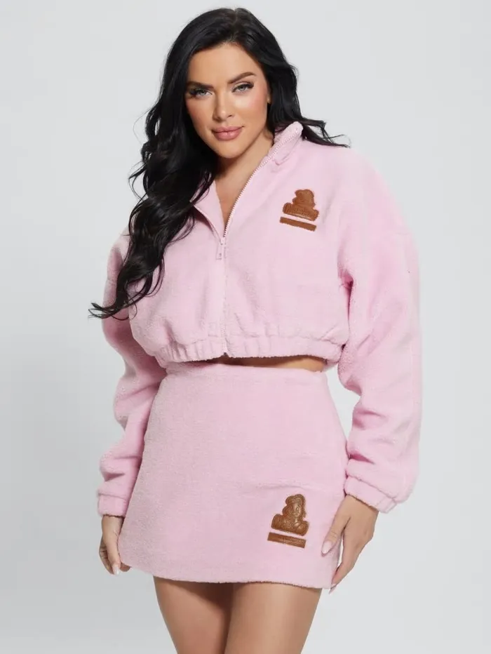 Sweaters and Knits Bunny Patch Sherpa Fleece Zip Jacket Spring Flower Pink 8211 GUESS Women Sweaters and Knits Bunny Patch Sherpa Fleece Zip Jacket Spring Flower Pink 8211 GUESS Women