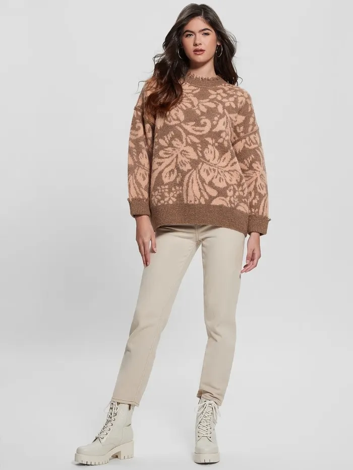 Sweaters and Knits Women GUESS Staci Floral Sweater Folk Floral Print Pink Sweaters and Knits Women GUESS Staci Floral Sweater Folk Floral Print Pink