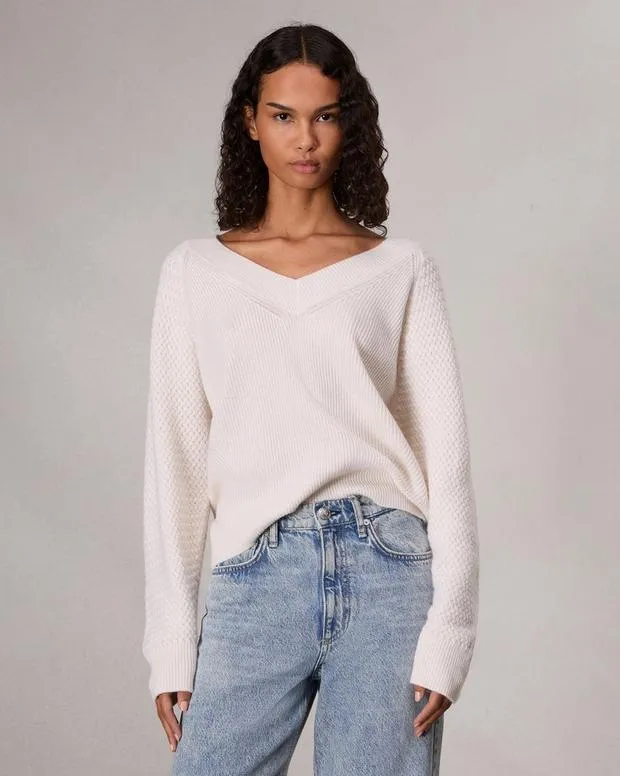 Sweaters and Sweatshirts rag and bone Women Kaylee Cashmere Sweater BlackHeather GreyIvory Sweaters and Sweatshirts rag and bone Women Kaylee Cashmere Sweater BlackHeather GreyIvory
