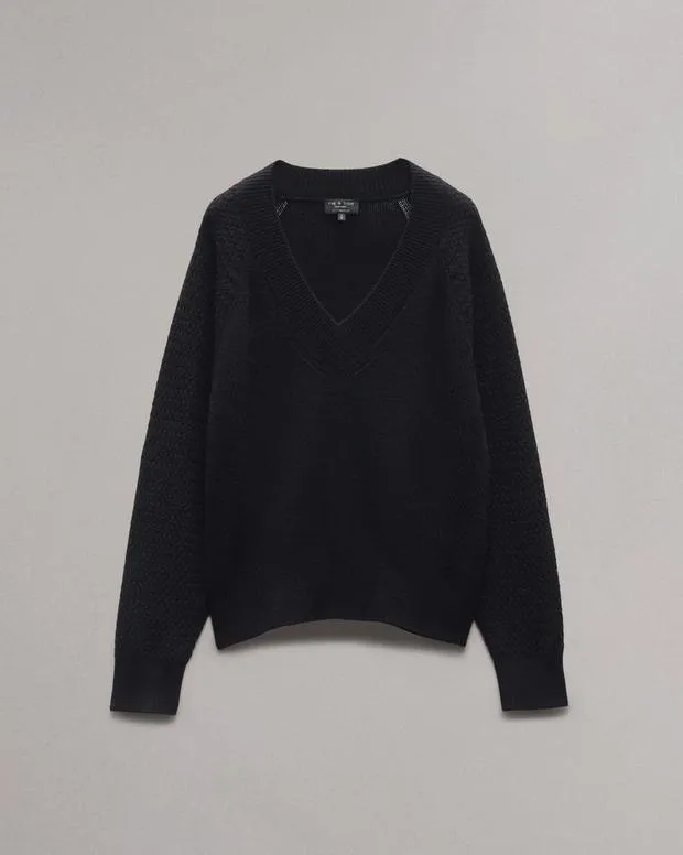 Sweaters and Sweatshirts rag and bone Women Kaylee Cashmere Sweater BlackHeather GreyIvory