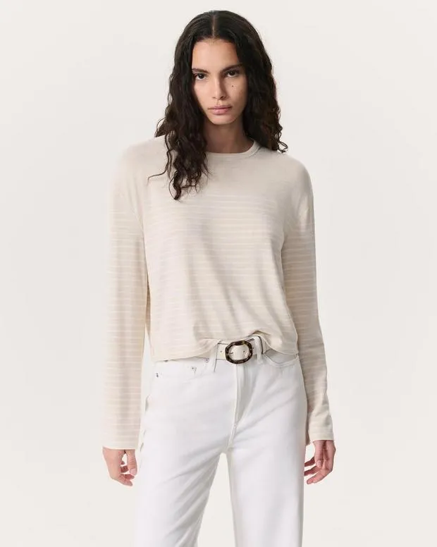 Sweaters and Sweatshirts Women rag and bone The Knit Striped LongSleeve TShirt IvoryWhiteNavyIvory