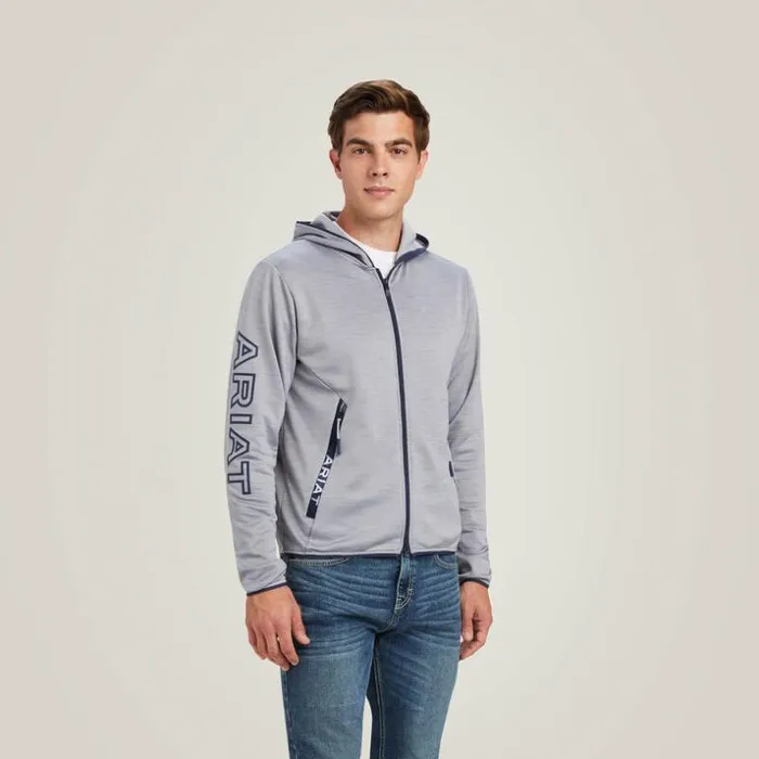 Sweatshirts and Hoodies Men Ariat Byron Full Zip Hoodie Heather Grey