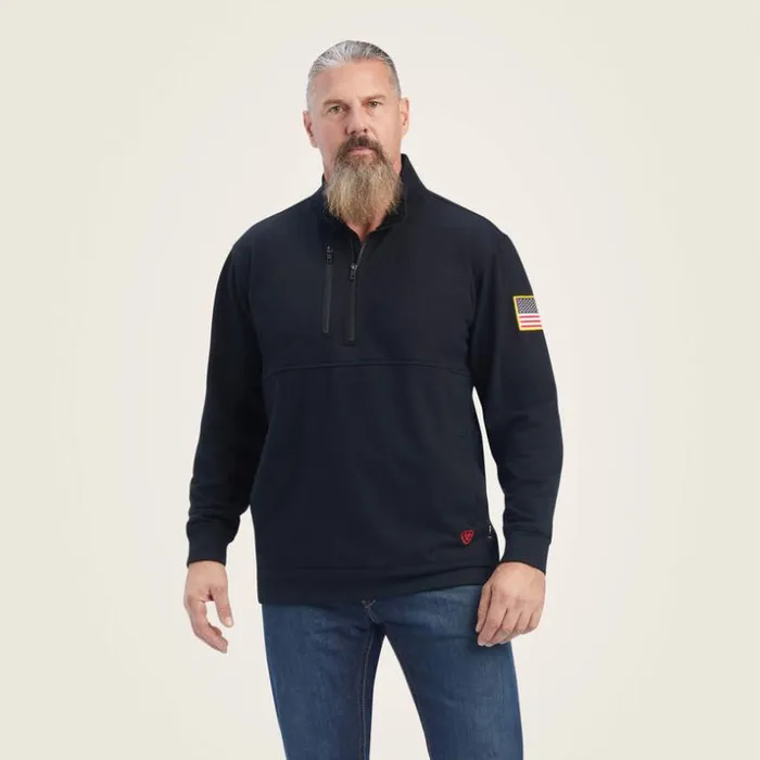 Sweatshirts and Hoodies Men Ariat FR Durastrech Fleece 12 Zip Job Shirt Black