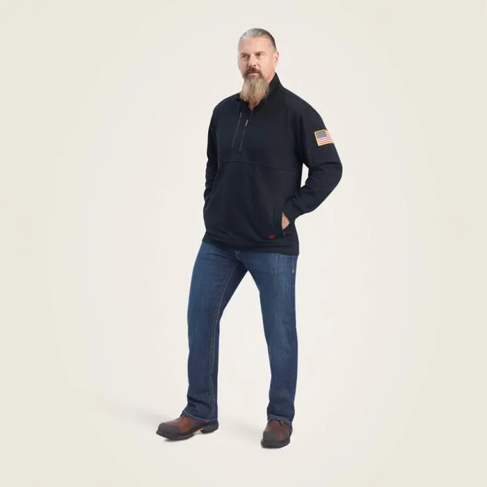 Sweatshirts and Hoodies Men Ariat FR Durastrech Fleece 12 Zip Job Shirt Black