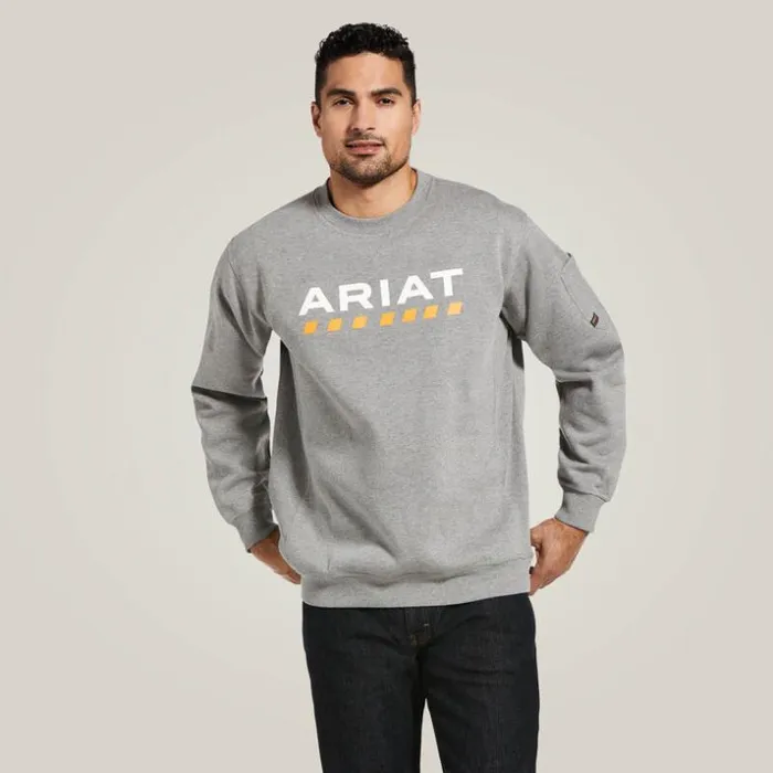 Sweatshirts and Hoodies Men Ariat Rebar Workman Logo Sweatshirt Heather Grey