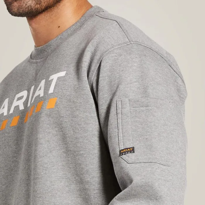Sweatshirts and Hoodies Men Ariat Rebar Workman Logo Sweatshirt Heather Grey