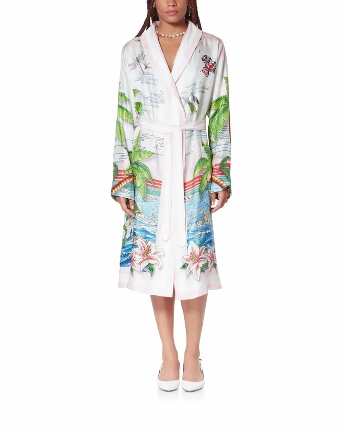 Swimwear Women Casablanca Paris Table Tennis Club Sunset Silk Robe Shirt